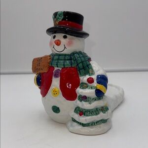 Charming Snowman Candle Holder with Christmas Tree